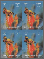 0442/ Umm Al Qiwain ** MNH N°1625 Papillons Butterflies 3d PLASTIC BLOC 4 1972 Non Dentelé Imperf - Umm Al-Qaiwain