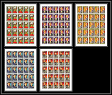 0462/ Umm Al Qiwain ** MNH N°610/614 B De Gaulle 1890/1970 Feuille Complete 25 Séries (sheet) 1972 Non Dentelé Imperf - Umm Al-Qiwain