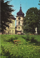 PASKOV, CHURCH, TOWER, STATUE, GARDEN, CZECH REPUBLIC, POSTCARD - Czech Republic