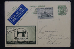 BELGIQUE - Entier Postal ( Publibel ) De Bruxelles Pour Paris En 1938 - L 153047 - Werbepostkarten