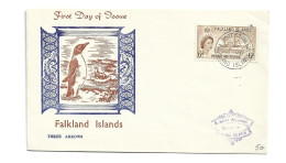 GREAT BRITAIN UNITED KINGDOM UK ENGLAND - FALKLAND ISLANDS 1955 FDC - FAUNA PENGUIN SEAL - Falkland