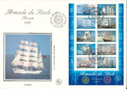 France FDC 10-7-1999 Armada Du Siecle Rouen 1999 Souvenir Sheet With Very Nice Cachet Big Size Cover - 1990-1999