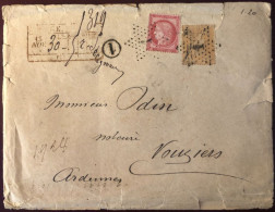 France, Divers (dont N°57) Sur Enveloppe "Chargé" De Paris (étoile 1) - Voir 2 Photos - (B2842) - 1849-1876: Classic Period
