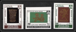 Aden - 1009 Kathiri State In Hadramaut ** MNH N°220/222 B Arabian Goldsmithery OR Gold Stamps Non Dentelé Imperf Cote 20 - Yemen