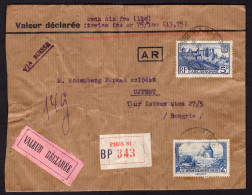 FRANCE 1932. Interesting Registered Cover To Hungary - Covers & Documents