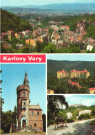 KARLOVY VARY, MULTIPLE VIEWS, ARCHITECTURE, PALACE, TOWER, SCULPTURE, CZECH REPUBLIC, POSTCARD - Czech Republic