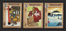 Aden - 1049 Kathiri State Of Seiyun ** MNH N°157/159 B Japanese Art Non Dentelé Imperf Tableau Painting Japan Japon - Andere & Zonder Classificatie