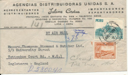 Peru Registered Air Mail Cover Sent To England With More Stamps 23-5-1955 - Peru