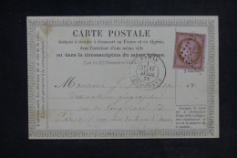 FRANCE - Carte Précurseur De Paris Pour Paris En 1873 - L 153059 - Voorloper Kaarten