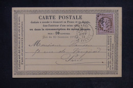 FRANCE - Carte Précurseur De Paris Pour Paris En 1874 - L 153060 - Precursor Cards
