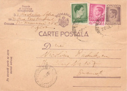 ROUMANIE / ROMANIA - INFLATION PERIOD : 1947 - STATIONERY POSTCARD With ADDED STAMPS - RATE : 7,000 LEI (an827) - Lettres & Documents