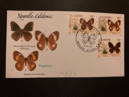 LETTRE NOUVELLE CALEDONIE TP PAPILLON 18F + 50F + 94F OBL.21 FEV 90 PAPILLONS NOUMEA RP - Butterflies