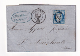 Lettre 1874 Saint Quentin Lécuyer & Cie Aisne Timbre Cérès 25c Sainte-Menehould Marne - 1871-1875 Ceres