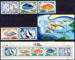 North Korea - 1991 - Fish - Yv 2239/42 + Ae 27 + Bl 84 - Fishes
