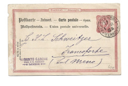 GERMANY DEUTSCHLAND ITALY ITALIA - 1891 POSTAL STATIONERY ENTIER GANZSACHEN INTERI POSTALI MEDE PAVIA ALESSANDRIA - Brieven En Documenten