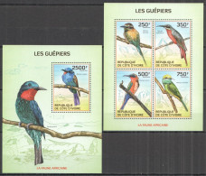 Ic03 2014 Ivory Coast African Fauna Birds Bee-Eaters #1559-2+Bl199 Mnh - Sonstige & Ohne Zuordnung