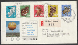 Schweiz: 1966, Satzbrief, Mi. Nr. 845-49, „Pro Patria“: Einheimische Wildtiere (II), Auf Ballonpostbrief. ESoStpl. BERN - FDC