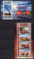 Niger - 2016 - Fire Trucks - Yv 3411/14 + Bf 566 - Camions