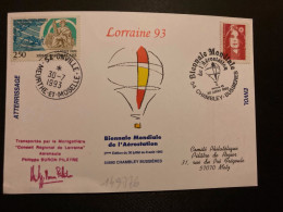 CP BIENNALE MONDIALE DE L'AEROSTATION LORRAINE 93 TP M DE BRIAT TVP ROUGE OBL.30 JUILLET 1993 54 CHAMBLEY BUSSIERES - Fesselballons