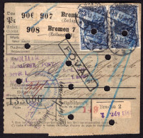 GERMANY Bremen. Parcel Post Card To Hungary 1913 - Lettres & Documents