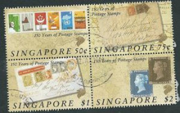 Singapore 1990; 150 Years Of Postage Stamps. Blocco Unito. Used - Timbres Sur Timbres