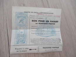Bon Pour Un Paquet En Franchise Postale Cachet Bleu + Griffe Rouge Régiment De Marche Du Tchad Un Pli - Ongebruikt