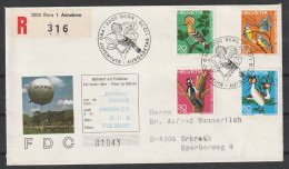 Schweiz: 1970, Satzbrief, Mi. Nr. 936-39, „Pro Juventute“: Einheimische Vögel (III), Auf Ballonpostbrief. ESoStpl. BERN - FDC