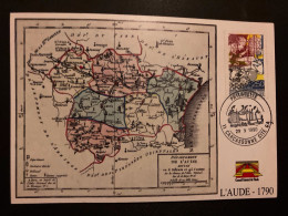 CP L'AUDE TP CREATION DEPARTEMENTS 2,50 OBL.29 X 1990 11 CARCASSONNE CITE GA PHILATELIE (GUICHET ANNEXE) - Matasellos Conmemorativos