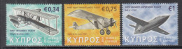 2021 Cyprus Aviation History Wright Brothers Complete Set Of 3 MNH @ BELOW FACE VALUE - Unused Stamps