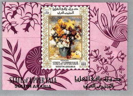 Aden - 999 State Of Upper Yafa - Bloc N° 16 Renoir Chrysanthemums Fleurs Flowers Tableau (tableaux Painting) ** MNH - Impressionisme