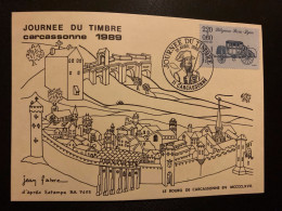CP CARCASSONNE JEAN FABRE TP JOURNEE DU TIMBRE DILIGENCE PARIS LYON 2,20+0,60 OBL.15 AVRIL 1989 11 CARCASSONNE - Stamp's Day