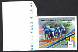 Italia 2013; Ciclismo Su Strada, Campionati Mondiali; Francobollo Di Bordo Sinistro. - 2011-20: Mint/hinged