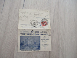 Lettre France Pub Publicitaire Nice New York Hôtel 1913  Illustrée Pour Popian Hérault - 1877-1920: Semi-moderne Periode