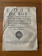 Rare  Edit Du Roy Metz 1698 - Historical Documents