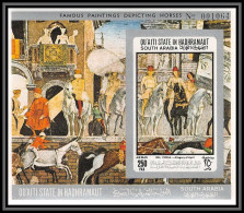 Aden - 1094 Qu'aiti State In Hadhramaut N°19 B Del Cossa Tableau Horses Paintings Cote 65 ** MNH Non Dentelé Imperf - Other & Unclassified