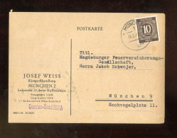 "ALL. BESETZUNG" 1947, Mi. 918 EF Auf Postkarte Im Ortsverkehr Muenchen,Firmenzudruck "Weiss Kaesegrosshandlung" (R2128) - Covers & Documents