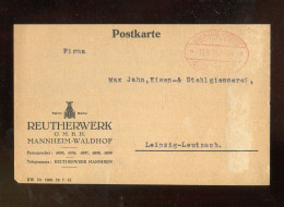 "DEUTSCHES REICH" 1923, Firmen-Postkarte Mit Rotem Ovalstempel "MANNHEIM Gebuehr Bezahlt" (R2129) - Covers & Documents