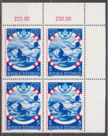 1982 , Mi 1698 ** (11) - 4er Block Postfrisch -  25 Jahre Österreichische Wasser-Rettung - Unused Stamps