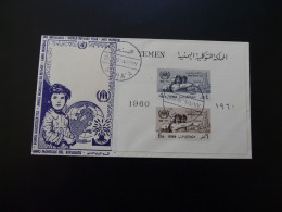 FDC Année Mondiale Du Réfugié World Refugee Year Yemen 1960 (sheetlet) - Réfugiés