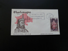 FDC Roi King Charlemagne Medieval History Flamme Concordante Noyon 60 Oise 1966 - 1960-1969