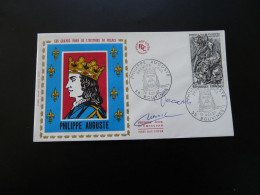 FDC Signée Chesnot + Decaris Roi King Philippe Auguste Medieval History Bouvines 59 Nord 1967 - 1960-1969