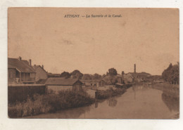 08. CPA - ATTIGNY - La Sucrerie Et Le Canal -  Usine - Cheminée - 1933 - - Attigny