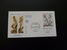 FDC Art Tableau Sculpture Michel Ange Michelangelo Esclave Slave Nu Naked Man France 2003 - Sculpture