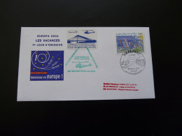 FDC Transportée Par Hélicoptère Vol Kehl Strasbourg Europa 2004 (cachets De Tahiti Au Verso) - 2000-2009