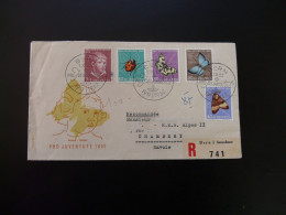 Série Pro Juventute 1952 (papillon Butterfly) Sur FDC Recommandée Registered Suisse  - FDC