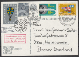 Schweiz: 1967, Ballonpostbeleg In MiF, SoStpl. SAMEDAM / AUFSTIEG ST. MORITZ - Premiers Vols