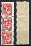 ● ANDORRA 1949 ֍ ESPRESSI ● Scoiattolo ️● N.° 3 ● Serie Completa ** ● TERZINA ● Cat. 33 € ️● Lotto N.° 21 ️● - Unused Stamps