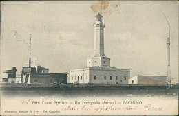 PACHINO ( SIRACUSA ) FARO COZZO SPADARO - RADIOTELEGRAFIA MARCONI - EDIZ. ARANGIO - SPEDITA 1906 (20945) - Siracusa