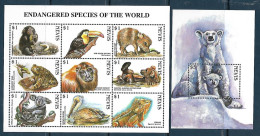 Nevis - 1998 - Mammals: Endangered Species Of The World - Yv 1107/15 + Bf 142 - Other & Unclassified