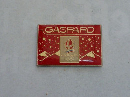 Pin's ALBERTVILLE 92, SPONSOR "GASPARD" PRODUITS ENTRETIEN, ROUGE - Olympic Games